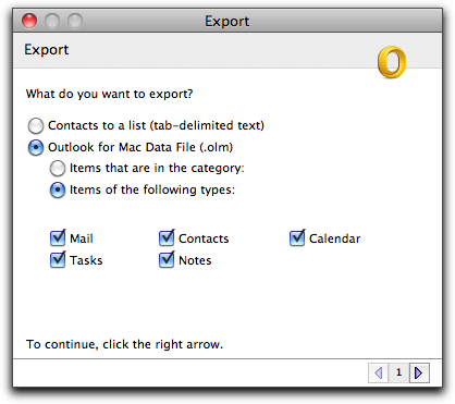 Export OLM File Step 2