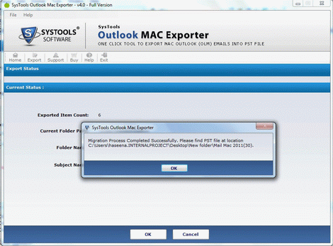Export Outlook for Mac 2011 to PST 5.4